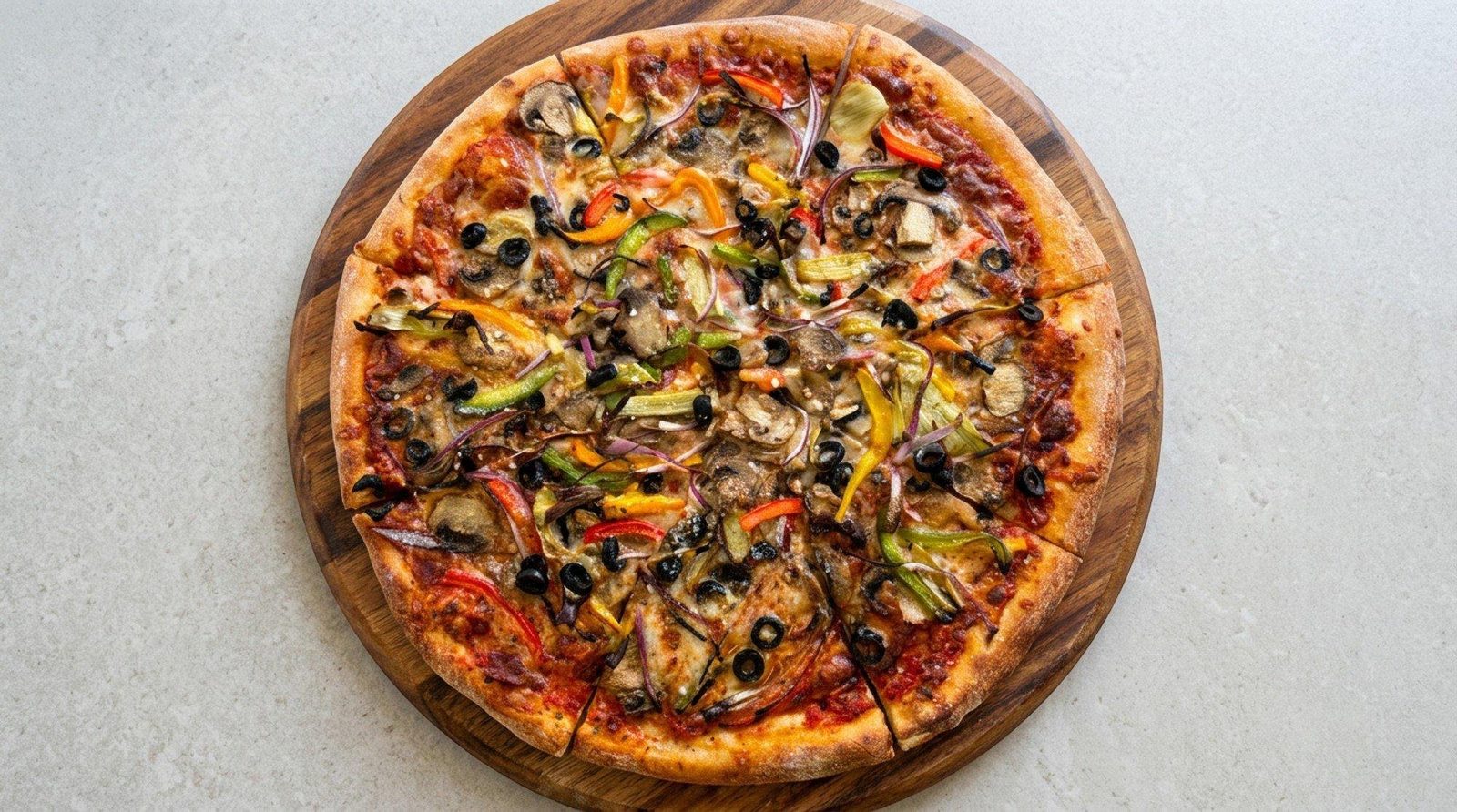 Vegetarian LOVE Pizza — homemade at The Sauce Lady, Naples, Florida